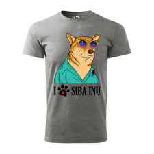 ZSONA DEKOR Póló Siba Inu mintával - Szürke L méretben egyedi ajándék