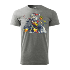 ZSONA DEKOR Póló Száguldó télapó mintával - Szürke M méretben egyedi ajándék