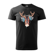 ZSONA DEKOR Póló Szarvas fejhallgatóval mintával - Fekete XXXL méretben egyedi ajándék