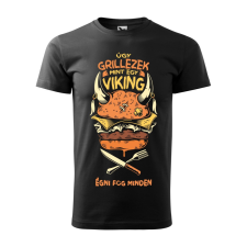 ZSONA DEKOR Póló Úgy grillezek mint egy viking mintával - Fekete M méretben egyedi ajándék