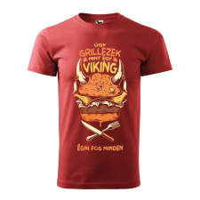 ZSONA DEKOR Póló Úgy grillezek mint egy viking mintával - Terrakotta S méretben egyedi ajándék