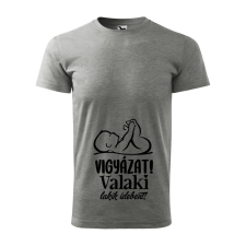 ZSONA DEKOR Póló Vigyázat! Valaki lakik idebent! mintával - Szürke S méretben egyedi ajándék