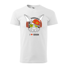 ZSONA DEKOR Póló Zenét hallgató nyúl mintával - Fehér S méretben egyedi ajándék