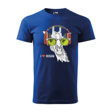 ZSONA DEKOR Póló Zenét hallgató zsiráf mintával - Kék XXXL méretben egyedi ajándék