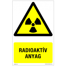 ZSONA DEKOR Radioaktív anyag Műanyag tábla 160x250 mm információs címke