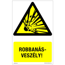 ZSONA DEKOR Robbanásveszély! Öntapadós matrica 160x100 mm információs címke