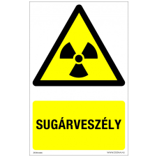 ZSONA DEKOR Sugárveszély Műanyag tábla 160x250 mm v696 információs címke