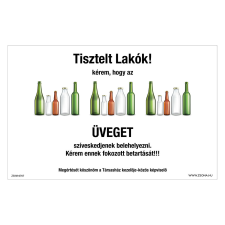 ZSONA DEKOR Szelektív hulladékgyűjtő üveg Öntapadós matrica 320x500 mm információs címke