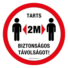 ZSONA DEKOR Tarts Biztonságos távolságot! matrica 100 mm kör információs címke