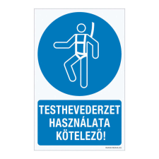 ZSONA DEKOR Testhevederzet használata kötelező! Öntapadós matrica 160x100 mm információs címke