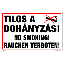 ZSONA DEKOR Tilos a dohányzás! Öntapadós matrica 160x250 mm információs címke