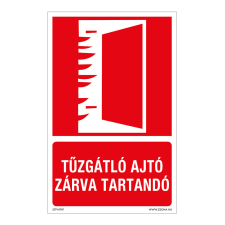 ZSONA DEKOR Tűzgátló ajtó zárva tartandó Műanyag tábla 160x250 mm információs címke