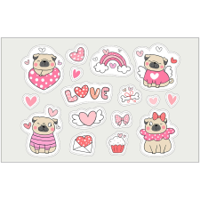 ZSONA DEKOR Vasalható állatos-pug matrica csomag ajándéktárgy