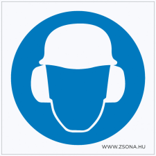 ZSONA DEKOR Védősisak és hallásvédő használata kötelező! Műanyag tábla 150x150 mm információs címke