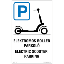 Zsona Elektromos roller parkoló Alumínium tábla 100x160 mm információs címke