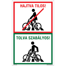 Zsona Kerékpárral szabályosan gyalogátkelőhelyen Műanyag tábla 160x100 mm információs címke