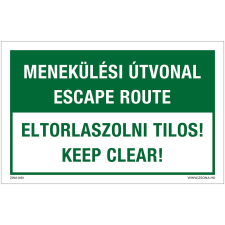 Zsona Menekülési útvonal, eltorlaszolni tilos Alumínium tábla 160x250 mm információs címke