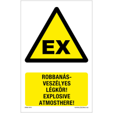 Zsona Robbanásveszélyes légkör Öntapadós matrica 160x100 mm információs címke