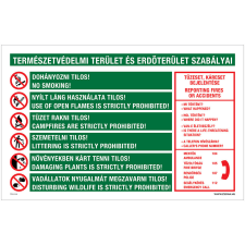 Zsona Természetvédelmi terület és erdőterület szabályai Műanyag tábla 320x500 mm információs címke