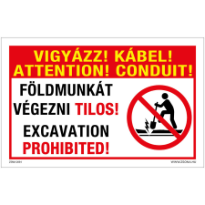 Zsona Vigyázz Kábel Földmunkát végezni tilos Öntapadós matrica 160x250 mm információs címke