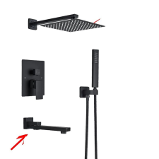  Zuhany csaptelepkészlet, falra szerelt, esővíz zuhanycsap, Matt fekete A-12 hüvelyk csaptelep