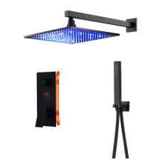 Zuhanycsap szett, Blackswan, M73.69 LED típus, matt fekete modell, 40 cm csaptelep