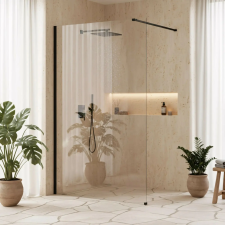  Zuhanyfal Rea Flexi Transparent / Black 120 kád, zuhanykabin