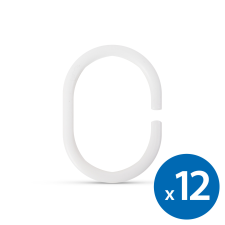 Zuhanyfüggöny-karika - műanyag, ovális - 12 db / csomag - 11520B fürdőszoba kiegészítő