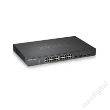 ZyXEL Switch 24x Gigabit + 4x 10G SFP+ hybird mode, standalone or NebulaFlex Cloudt Menedzselhető hub és switch