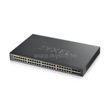 ZyXEL Switch 48x1000Mbps POE + 4x Gigabit Combo Hybrid mode, Standalone or Nebulaflex Smart menedzselhető (375W) (GS192048HPV2-EU0101F) hub és switch